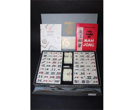 Dragon mahjong set, in a crocodile skin effect case