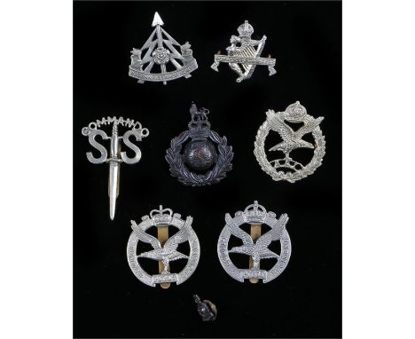 Collection of mainly replica World War Two cap badges, two commando, Army Air Corps, Glider Pilot Regiment, Recce Corps, etc,