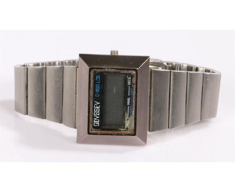 Odyssey gentleman's digital watch, the rectangular case with central LCD screen, quartz movement, the case 35mm wide by 27mm