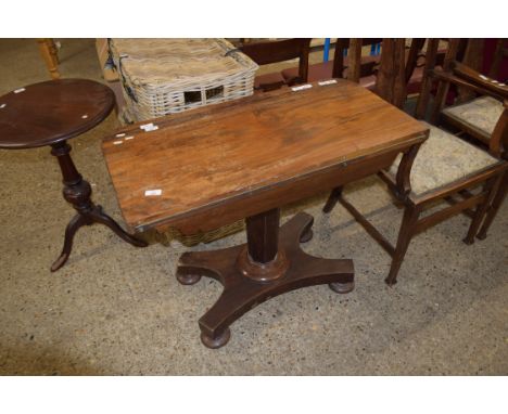 19TH CENTURY FOLD-TOP CARD TABLE, WIDTH APPROX 91CM