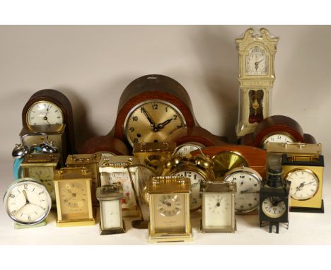 A collection of mid 20th century and later mantel clocks, anniversary clocks, wall clocks, carriage clocks and barometers, ha