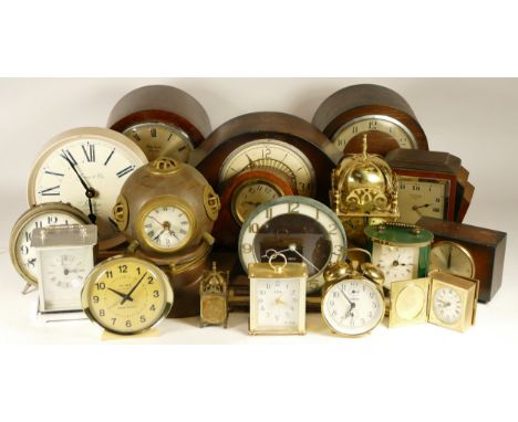 A collection of early 20th century and later mantel clocks and wall clocks, having manual and quartz movements. (3) 
