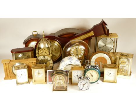 A collection of mid 20th century and later mantel clocks, anniversary clocks, wall clocks, and barometers, having manual and 