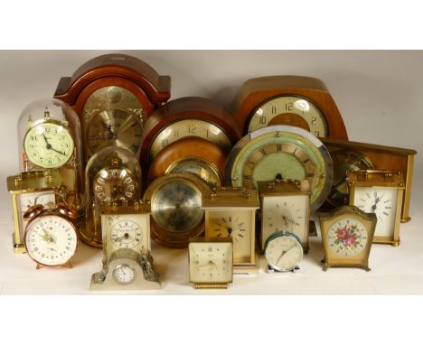 A collection of mid 20th century and later mantel clocks, anniversary clocks, wall clocks, carriage clocks and barometers, ha