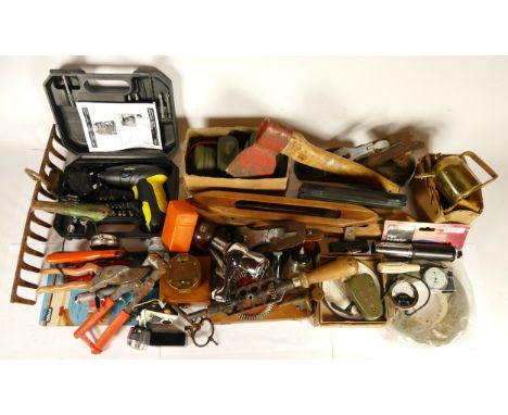 A collection of early 20th century and later carpenters hand tools, to include multi planes, chizels, drills, rebate planes, 