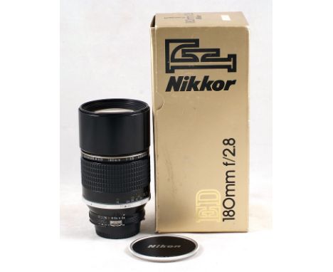 Nikkor 180mm f2,8 ED manual focus Ai-s lens #408528, very slight internal marks (condition 3E) with caps in makers box.