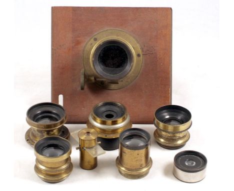 Brass Camera Lens Collection. To include examples from John Browning, 63 Strand, London with rack & pinion focusing (sized) i