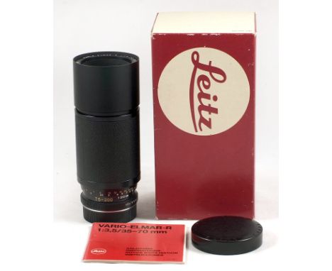 Leitz Vario-Elmar-R 75-200mm f4,5 3-cam lens #3189465 (condition 4F) with caps and instruction in makers box.