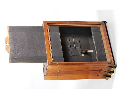 Large G Lancaster & Son Wood & Brass Copy Camera. For up to 12" x 16" with various mask for smaller formats. Basic, internal 