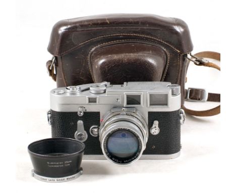 Chrome Leica M3 single wind camera body #973824, some surface marks, shutter slow and sticks below 1/15th (condition 6F) with