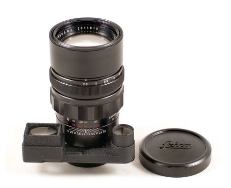 Black Leitz Canada Elmarit 135mm f2 lens #2011010 for Leica M camera (small black 'spot' on inside element, otherwise conditi