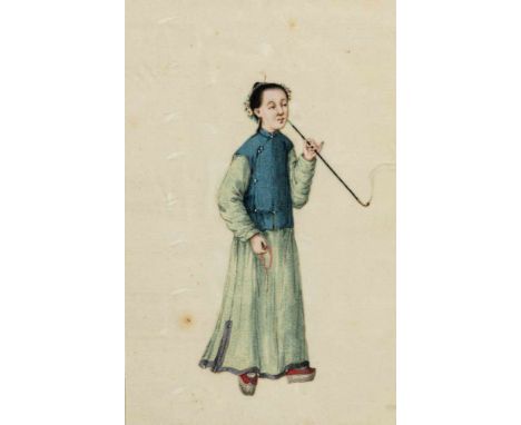   Sechs figurale Reisblattmalereien CHINA 18,7 x 12,5 cm R Provenienz: Aus einer süddeutschen Privatsammlung, vor 1983 erworb