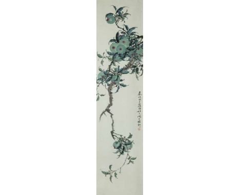   Paar Malereien mit Fruchtzweigen CHINA, 20. Jh. 135,5 x 33 cm R. Provenienz: Aus einer süddeutschen Privatsammlung, in den 
