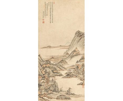   Im Stil von Wang Yu (tätig ca. 1700-1750) CHINA, datiert 1740 85 x 39,2 cm Hängerolle, Tusche und Farben aus Papier. Lange 