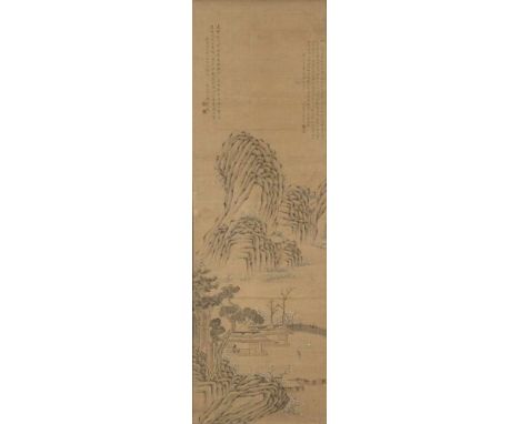   Qian Du (1763-1844) attr. CHINA, datiert 1813 84,5x27,5 cm,R. Darstellung des Lebens von Lin Bu im Berg Gushan, Tusche auf 