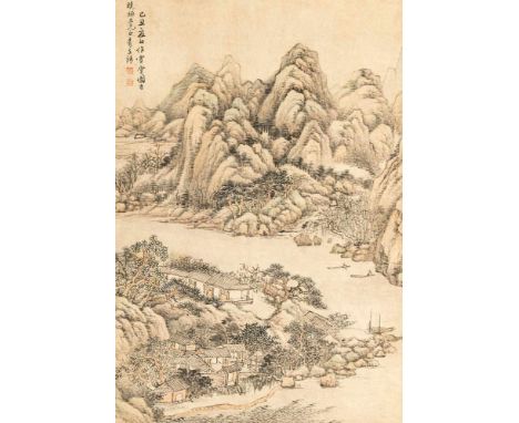   Chen Jing (tätig 2.Hälfte 18.Jh) CHINA, datiert 1769 47 x 32 cm Hängerolle, Tusche und leichte Farben auf Papier, Signatur 