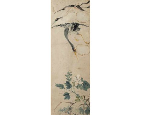  Zehn Malereien eines Stellschirms mit Tier- und Pflanzendarstellungen KOREA, zwei Siegel, Jang Seung-eop (1843-1897) attr. J