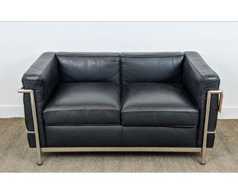 AFTER LE CORBUSIER PIERRE JENNERT AND CHARLOTTE PERRIAND SOFA, 130cm W approx. 