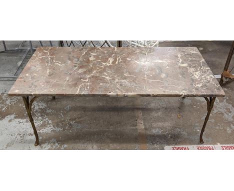 LOW TABLE, vintage 20th century French, gilt metal faux bamboo base, black marble top, 107.5cm x 51.5cm x 42cm. 