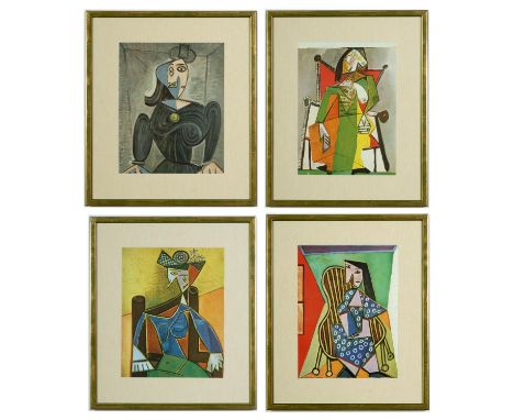 AFTER PABLO PICASSO, Femme Assise, a set of four off set lithographs, linen moutboard, various sizes. 