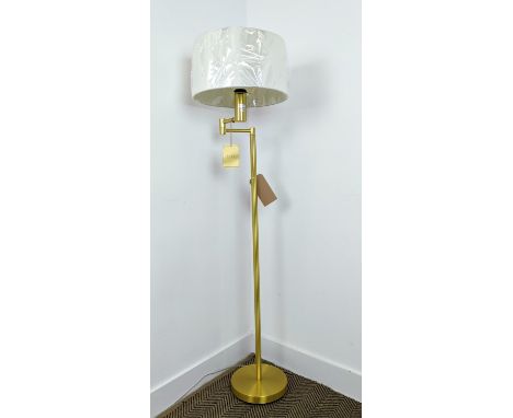 LAUREN RALPH LAUREN HOME FLOOR LAMP, swing arm design, gilt metal, with shade 143cm approx. 