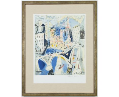 AFTER PABLO PICASSO NOTRE DAME LITHOGRAPH, on arches paper – embossed numbered edition of 500 copy of certificate of authenti
