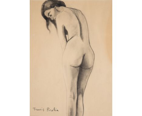  Francis Picabia (Paris, France, 1879 - 1953)"Female nude"Charcoal drawing on paper. Signed.29,5 x 22,5 cm.The paper is quite