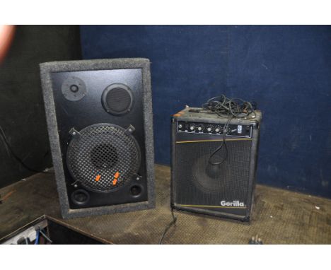 A GORILLA GB30 BASS GUITAR COMBO (PAT pass and working but input jack loose) and a 3 way PA speaker (working)(2)