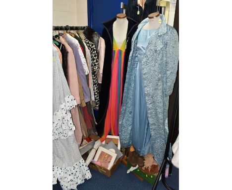 THREE BOXES AND LOOSE VINTAGE CLOTHING AND ACCESSORIES, to include a collection of ladies' silk scarves in original packages 