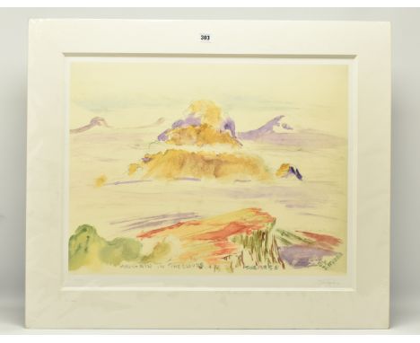 JIMI HENDRIX (1942-1970) 'MOUNTAIN IN THE CLOUDS', a modern proof edition print depicting a landscape, facsimile signature an