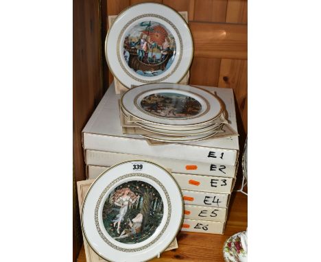 A SET OF SIX BOXED ROYAL WORCESTER 'THE KING ARTHUR PLATES' SERIES, comprising 'Merlin and the Enchantress Viviane', 'Perceva