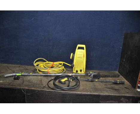 A G TECH HT05PLUS CORDLESS HEDGE TRIMMER and a Vytronix jet wash with lance and hose pipe (both PAT pass and working) (2)
