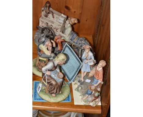 A GROUP OF FIVE CAPODIMONTE FIGURES, comprising a group figurine 'Cortese' C340 with certificate of authenticity, a figure of