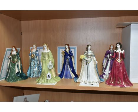 SEVEN ROYAL WORCESTER PETER HOLLAND 'CELTIC' FIGURINES, limited edition for Compton &amp; Woodhouse, comprising The Princess 