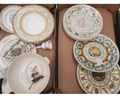 A mixed collection of ceramic items to include several Wedgwood calender plates together with a tray of mixed ceramics to inc
