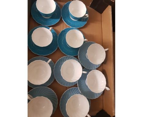 A collection of Aynsley two tone tea/coffee cups and saucers (1 tray). 