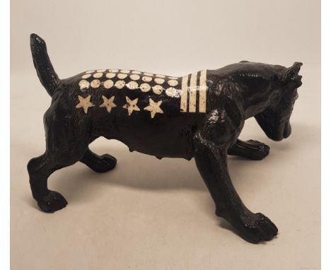 North Light large resin figure of a Jack Russel Terrier in an unusual monochrome colourway, height 21cm. This was removed fro