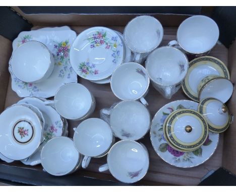 A collection of ceramic items to include Wedgwood preserve pots and saucers, Royal Stafford cups etc (1 tray). 