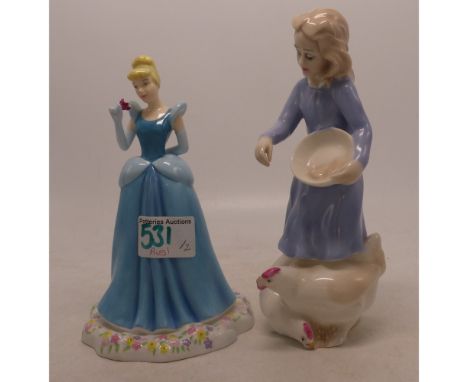 Royal Doulton Figures to Include Disney Princesses 'Cinderella' DP1 (first) Together With Reflections Figure 'Country Girl' H