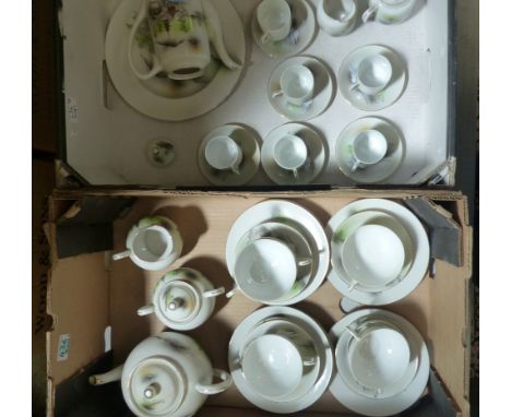 Mid Century Ritz branded tea and coffee set, with Geisha portrait to base of cups (2 trays). 