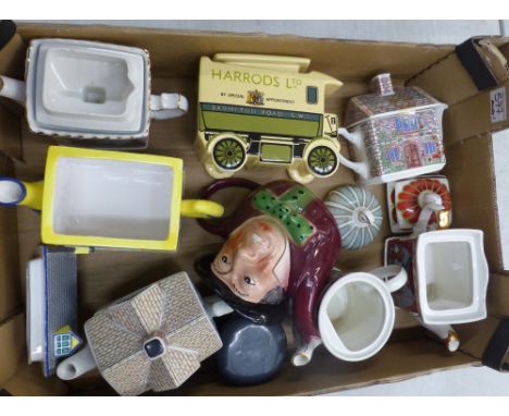 A Mixed Collection of Collectors/ Novelty Teapts To Include Sadler and Woods Example Togther With a James Sadler Horrords Tea
