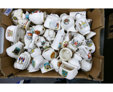 A collection of Grafton, Arcadian &amp; Goss Crested Ware War theme items, animals, vases , pots etc 