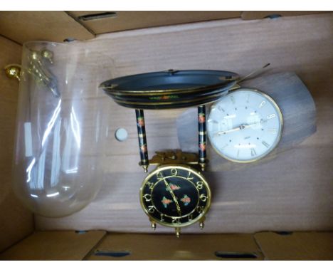 A Metamec mantle clock together with a West German anniversary type clock with glass dome. 