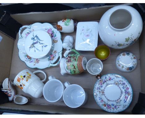 A collection of ceramic items to include Mason's ginger jar, Spode cake plates, Wedgwood John Peel mug, Wedgwood humming bird