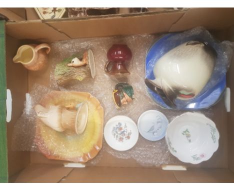 A mixed collection of ceramic items to include two Shelley cake/salad plates, Sylvac jug, Sylvac novelty vase, German vase et