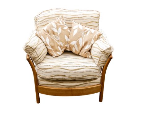 Late 20th century Light coloured Ercol Renaissance easy chair 2411-E (length 97cm) together with matching foot stool