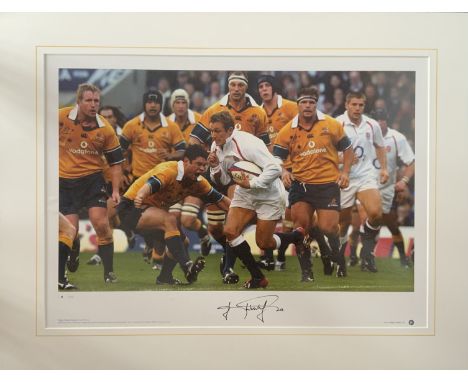 Rugby Great Series Print Jonny Wilkinson. Signed in Pen by Jonny Wilkinson. Limited 11 of 250. Johnny Wilkinson charges throu