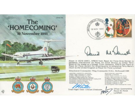 Wng Cdr D K L McDonnell and Cpt P Atherton Multi Signed and Flown FDC The Homecoming 19th November 1991, 19/11/1991, with Sta