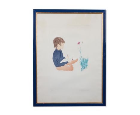 λ  PATRICK PROCKTOR (BRITISH 1936-2003) MARCUS AND A PINK Etching with aquatint printed in colours, 1971, signed in pencil, n