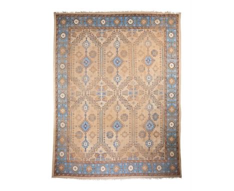 A LARGE WOVEN CARPET IN USHAK STYLE approximately 466 x 388cm    Condition Report:  Carpet with some significant wear overall